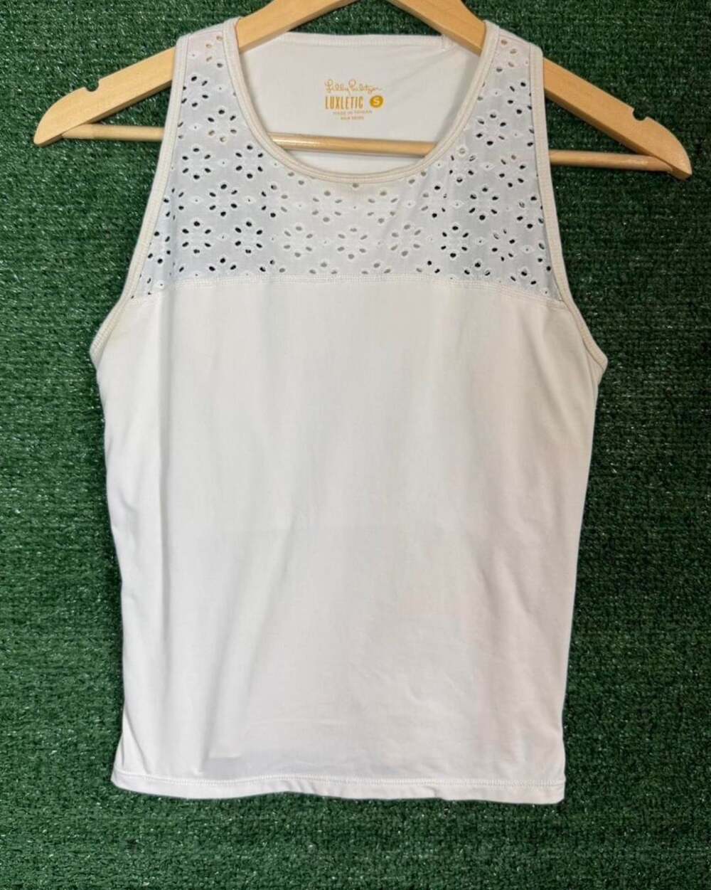 Lilly Pulitzer Luxletic Tank Top Size S White Eyelet